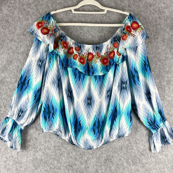 Savanna Jane Tops - Savanna Jane Embroidered Top Womens 2X Floral Off Shoulder Colorful Boho NEW